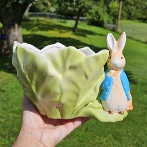 Vintage Teleflora Beatrix Potter Peter Rabbit with cabbage planter 7" x 5"